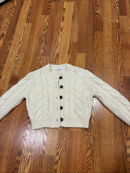 FRAME Sweaters - FRAME Marino Wool Cable Knit Cropped Cardigan